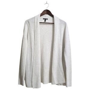 Eileen Fisher Organic Peruvian Cotton Boxy Short Knit Cardigan In Chalk Sz S